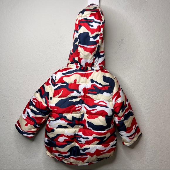 Tommy Hilfiger Toddler Camo Puffer Jacket Polyester 24M Red Blue Tan White - Picture 5 of 9